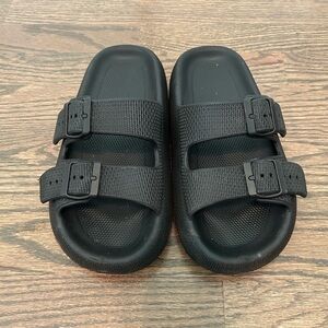 Black Double Strap Sandals